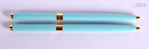 TWO TIFFANY PENS. 11.7cm long, weight 26.4g total