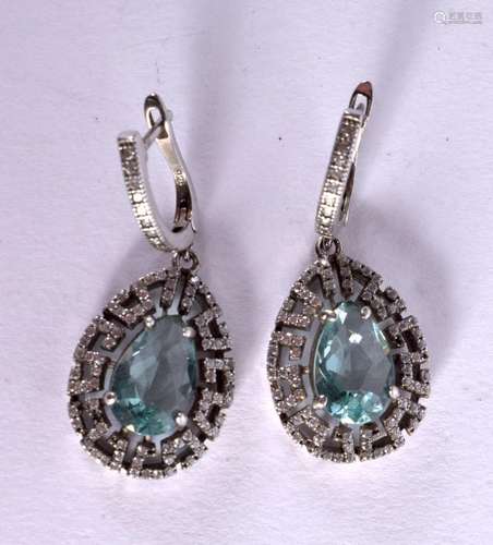 A PAIR OF SILVER GEM SET EARRINGS. Stamped 925, 3.7cm drop, ...