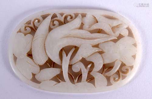 A CARVED JADE PLAQUE. 9.5cm x 6cm, weight 58g