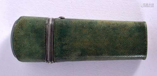 A SHAGREEN ETUI, MISSING SOME ITEMS. 9.8cm x 3.4cm x 1.6cm