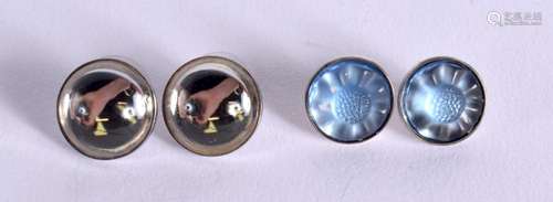 TWO PAIRS OF LALIQUE STYLE EARRINGS. 1.3cm diameter. Total w...