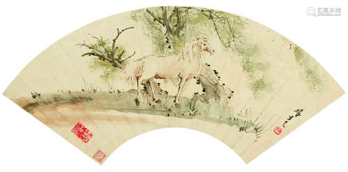 1885～1968 张聿光 国画扇面 镜芯 纸本