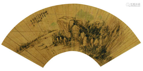 1837～1911 杨伯润 国画扇面《秋江颿影》 镜芯 纸本