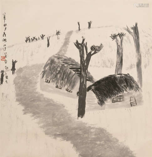 1948～ 聂鸥 国画《京郊山居图》 立轴 纸本