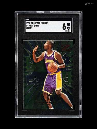 A 1996-97 Skybox Z-Force Zebut Kobe Bryant Rookie Basketball...