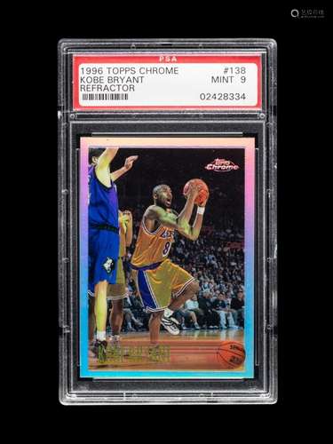 A 1996-97 Topps Chrome Refractor Kobe Bryant Rookie Basketba...