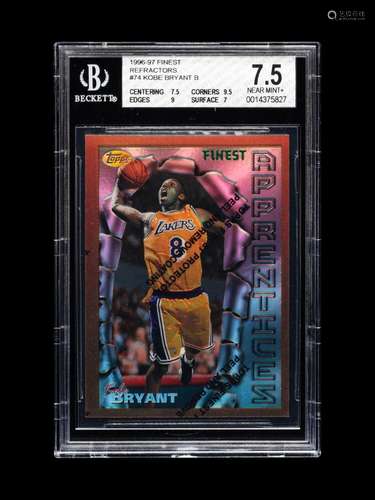 A 1996-97 Topps Finest Refractor Bronze With Coating Kobe Br...