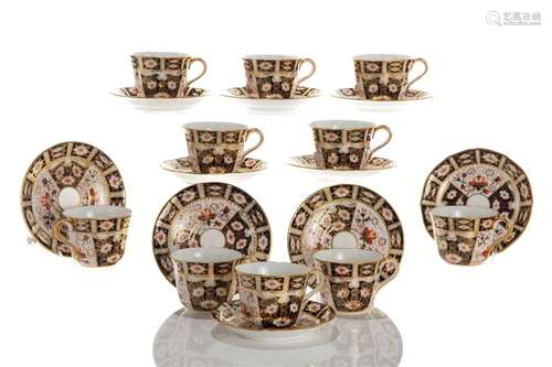 TEN ROYAL CROWN DERBY PORCELAIN CUPS & SAUCERS