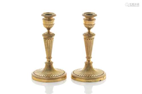 PAIR OF ADAM'S STYLE GILT BRONZE CANDLESTICKS