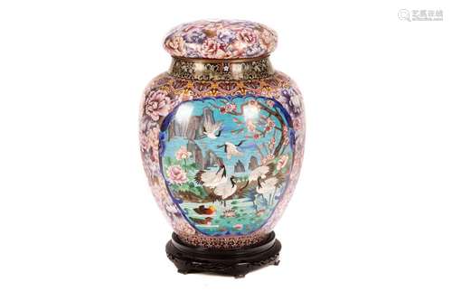 LARGE CHINESE CLOISONNE COVERED JAR