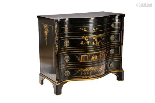 BLACK PAINTED CHEST OF DRAWERS