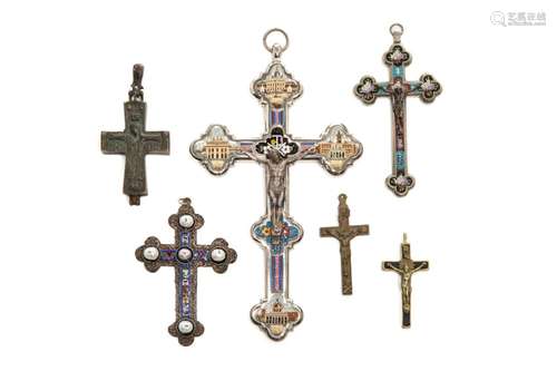 GROUP OF CROSS PENDANTS