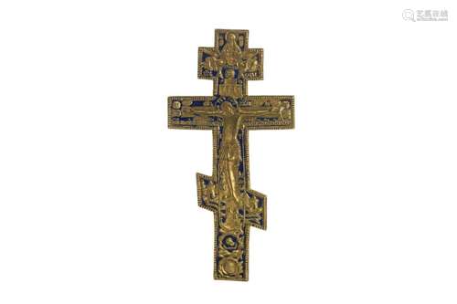 LARGE RUSSIAN GILT METAL & ENAMEL ORTHODOX CROSS