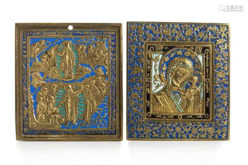 TWO RUSSIAN ORTHODOX BRONZE ICONS