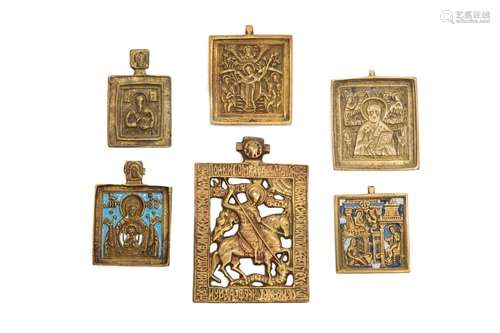 SIX RUSSIAN ORTHODOX AMULET ICONS