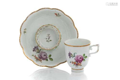 18th C VIENNA PORCELAIN TREMBLEUSE CUP & SAUCER