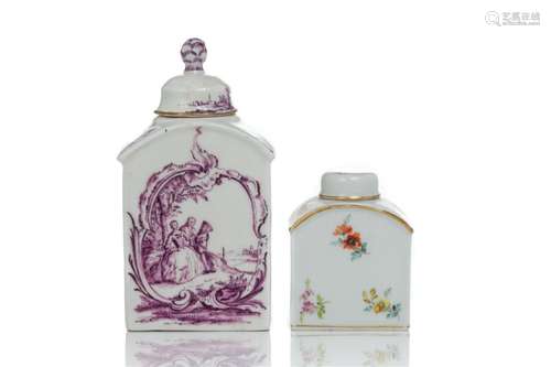 TWO CONTINENTAL PORCELAIN TEA CADDIES