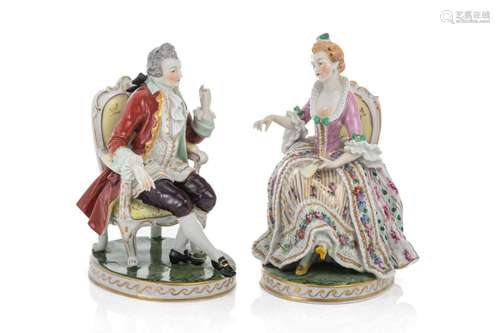 PAIR OF DRESDEN CARL THIEME PORCELAIN FIGURES