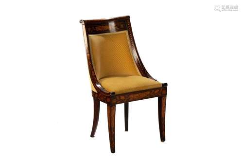 DUTCH MARQUETRY INLAID OCCASIONAL CHAIR