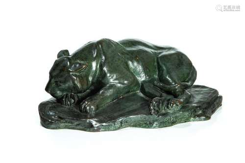 PATINATED BRONZE SCULPTURE OF A TIGER