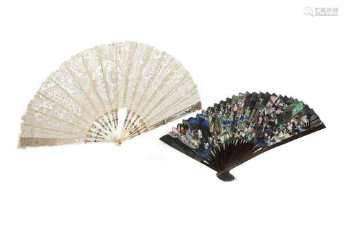 TWO ANTIQUE FANS