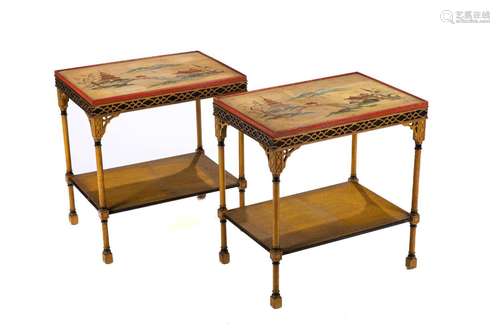 PAIR OF CHINOISERIE PAINTED END TABLES