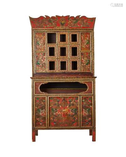 Tibetan Polychrome Reliquary Cabinet