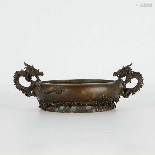 Japanese Meiji Bronze Dragon Censer Kuroda