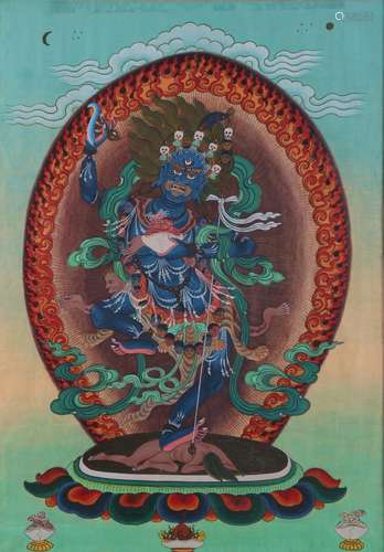 Contemporary Buddhist Vajrapani Thangka Painting