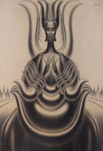 Erich Mallina "Female God" Pencil on Paper