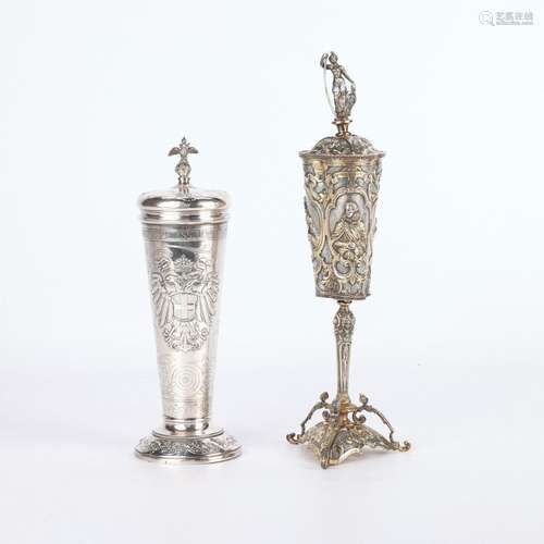 2 German/Austrian Lidded Chalices Franz Joseph