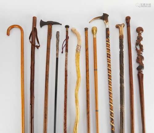 12 Carved Wooden Canes