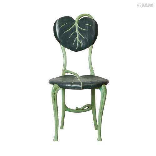 Hand Carved Painted Wooden Leaf Chair