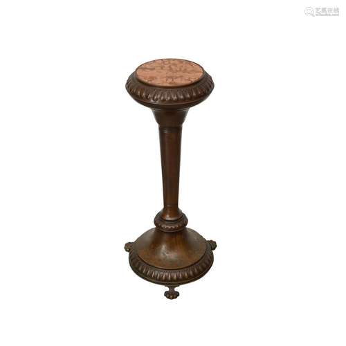 Victorian Bronze Stand w/ Marble Inlaid Top