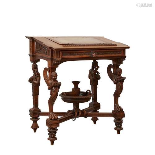 Rare Ornate Carved Victorian Writing Desk