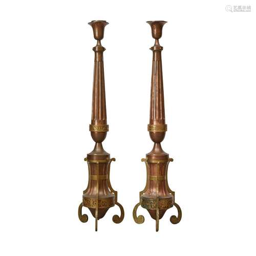 Pr: Italian Copper Floor Candle Stands