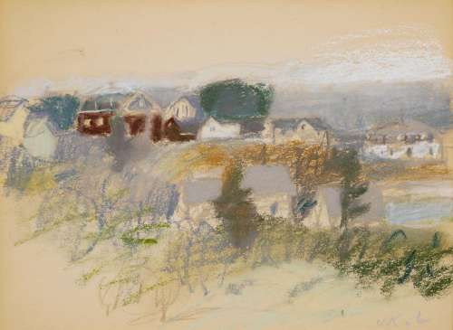 Wolf Kahn (1927-2020) The Red Barn  9 1/16 x 12 in. (23 x 30...