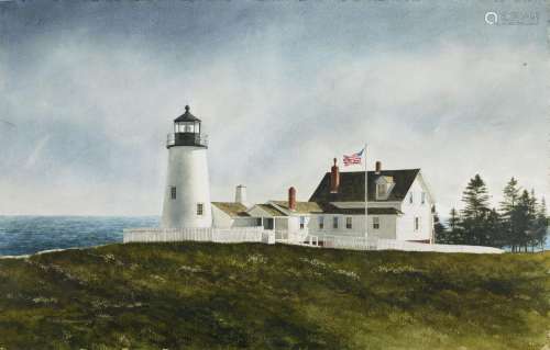 Doug Brega (born 1948) Pemaquid Point Lighthouse 25 3/4 x 40...