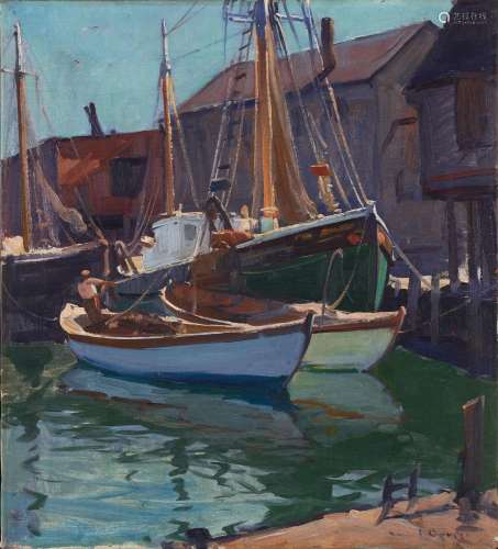 Emile Gruppe (1896-1978) Leaving The Dock 20 1/16 x 18 1/8 i...