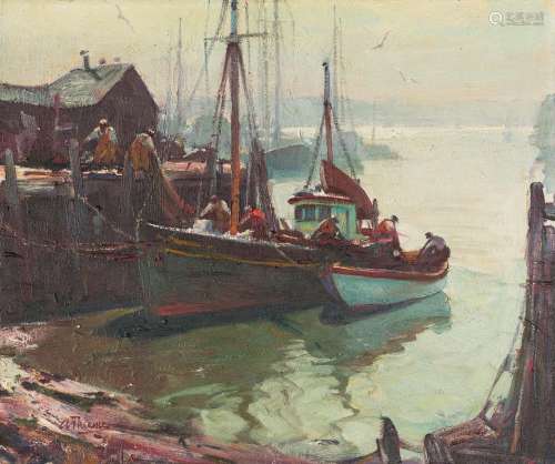 Anthony Thieme (1888-1954) Rockport Fishing Boats 20 1/8 x 2...