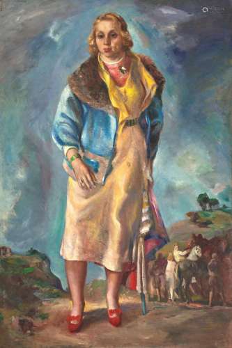 【W】Jon Corbino (1905-1964) Portrait of Ann Brockman 72 x 48 ...