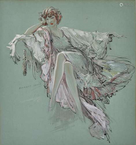 Everett Shinn (1876-1953) Portrait of a Lady 19 1/4 x 18 in....