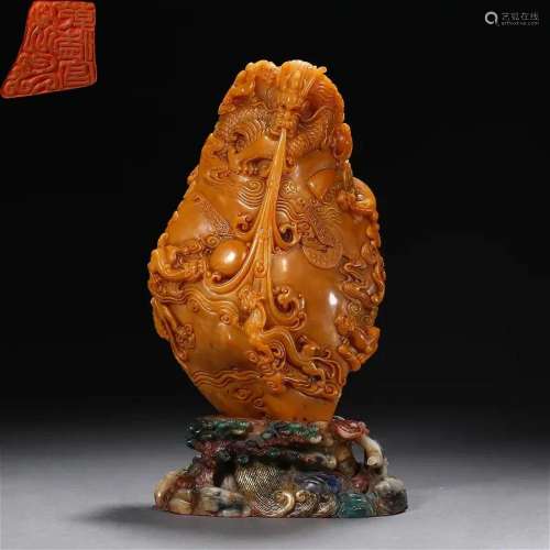 A Chinese Carved Tianhuang Dragons Seal