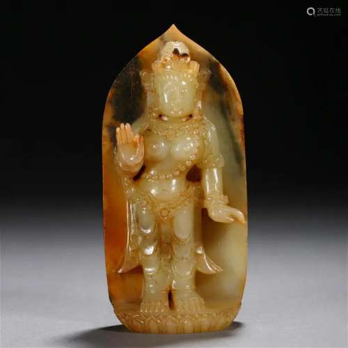 A Chinese Carved Jade Figure of Tara