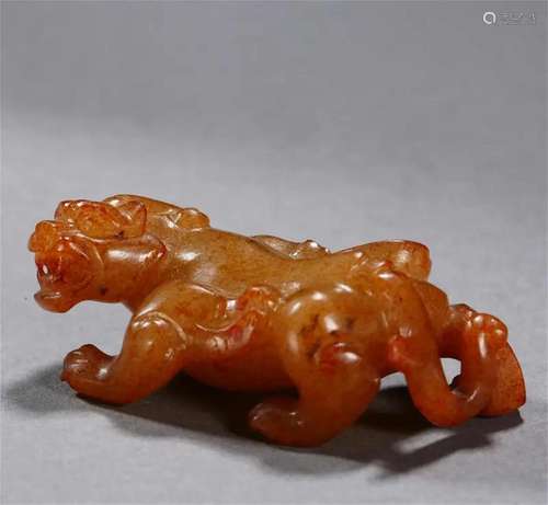 A Chinese Carved Jade Mythical Beast