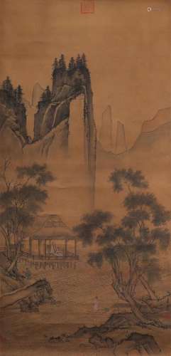 A Chinese Scroll Painting By Zhou Chen