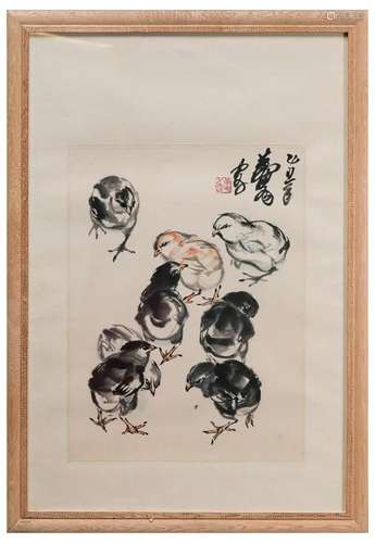 A Chinese Frame Painting By Huang Zhou