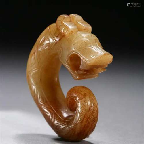 A Chinese Carved Jade Dragon