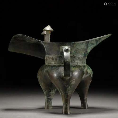 A Chinese Bronze Wine Vessel Jia