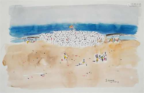 Ink with Watercolor on Paper by Wu Guanzhong